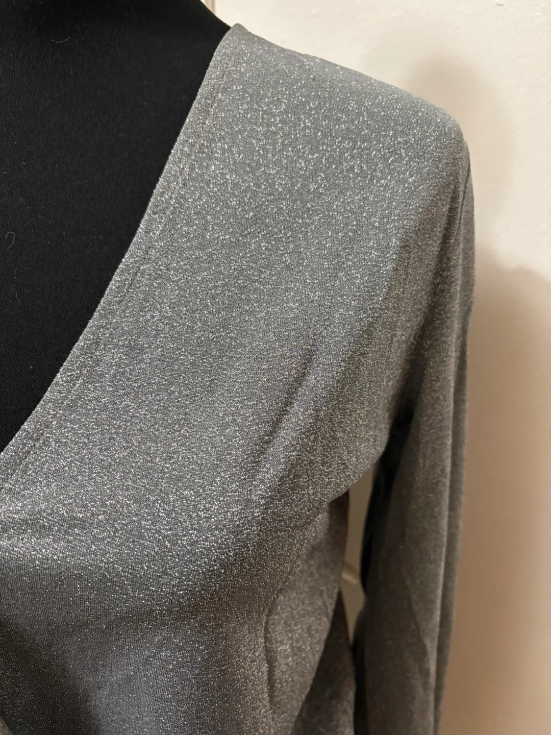 Sparkly Silver Long Sleeve Wrap Dress - photo 4