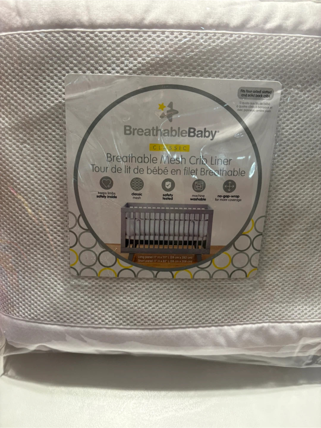Breathable mesh crib liner