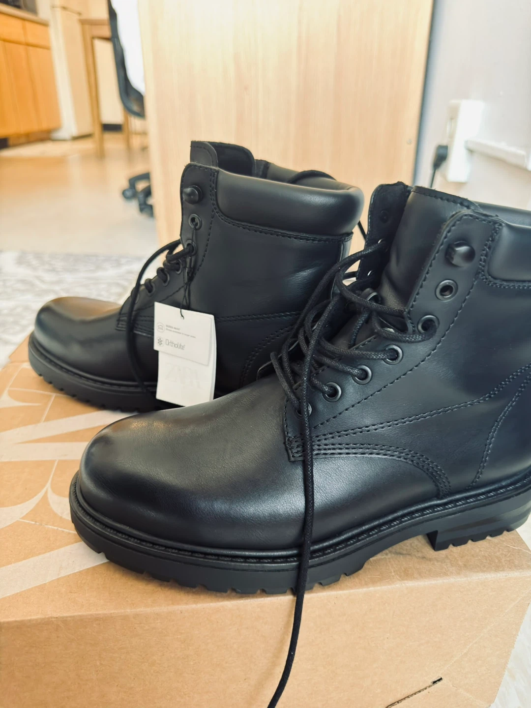 ZARA Black Lace-Up Boots / New - photo 2