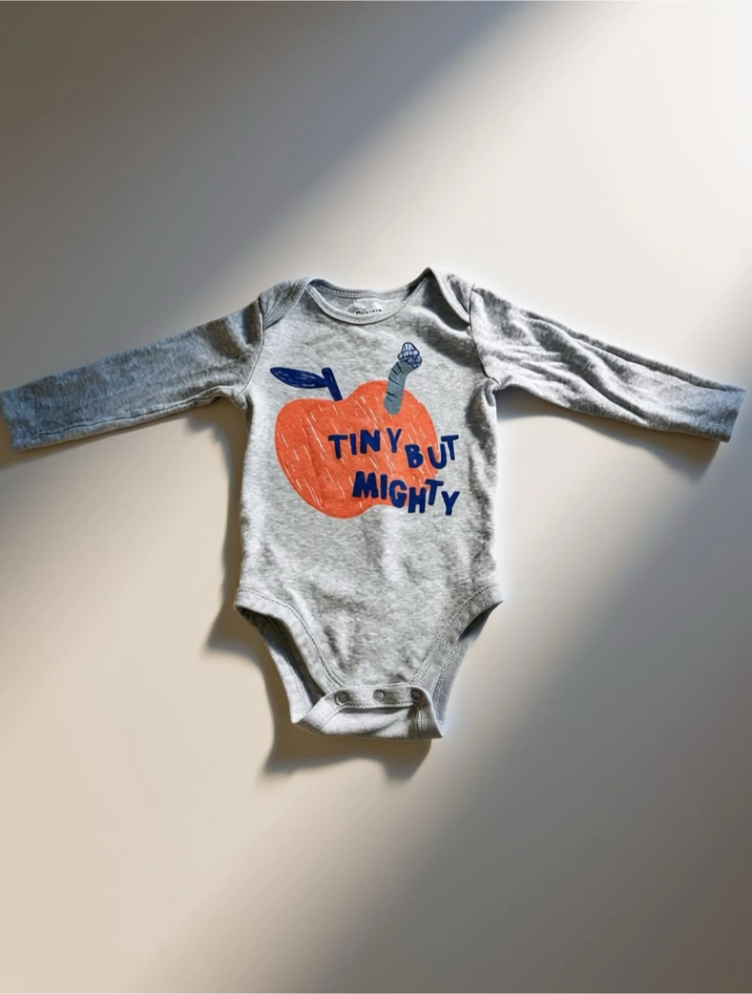 "Tiny But Mighty" Long Sleeve Grey Bodysuit - 6-12 months