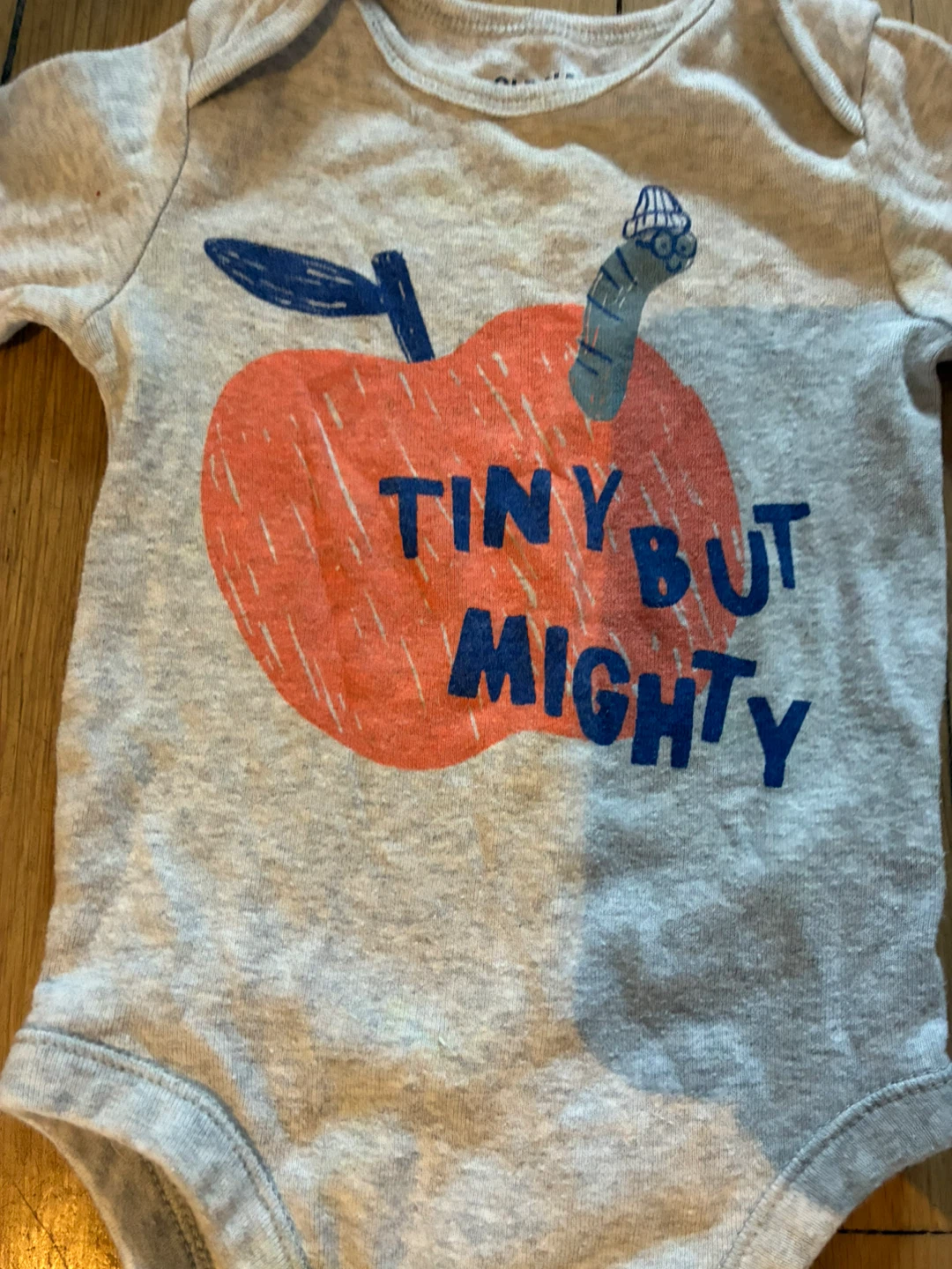 "Tiny But Mighty" Long Sleeve Grey Bodysuit - 6-12 months - photo 2