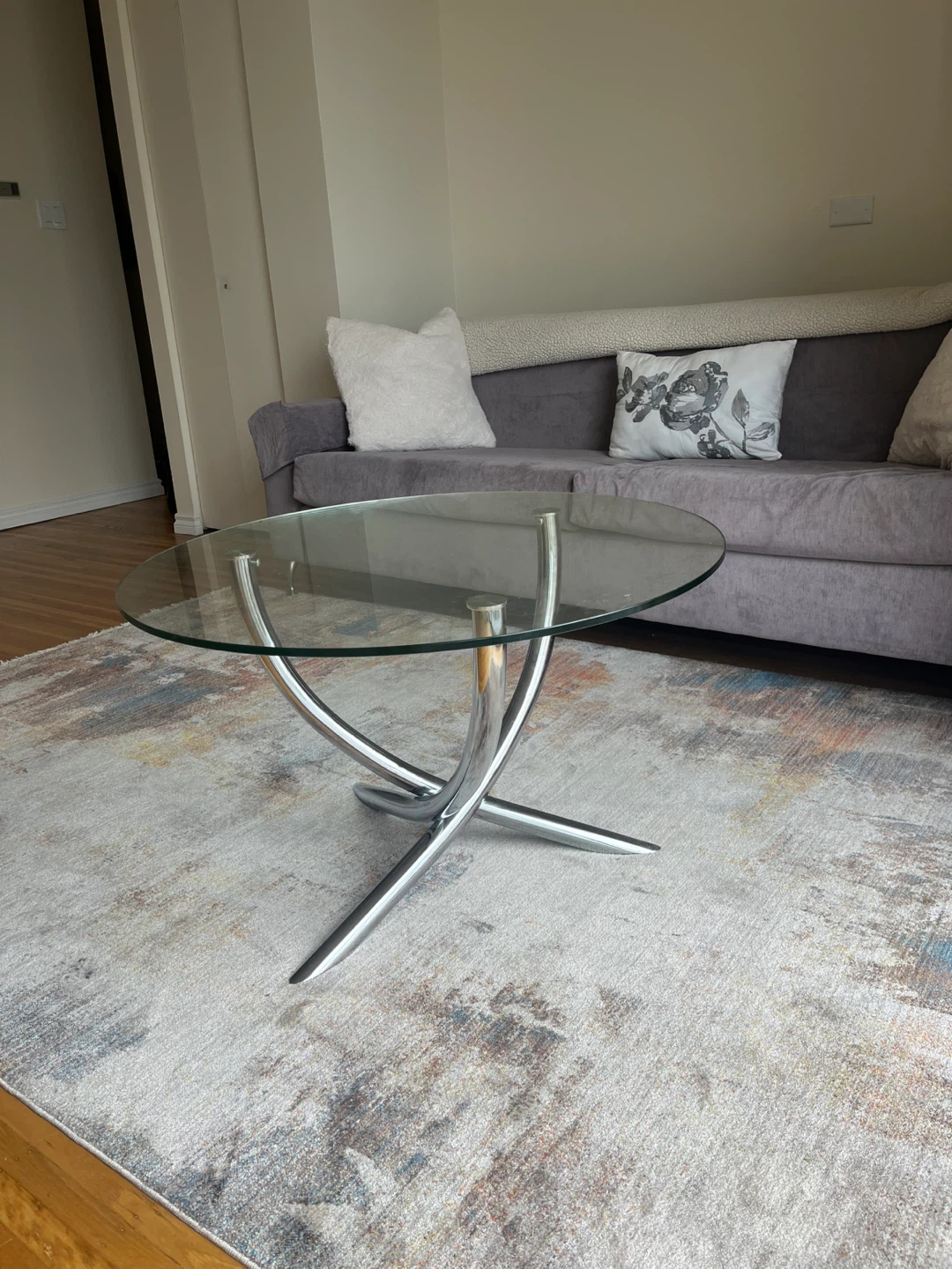 Glass Top Table with Chrome Base - photo 2