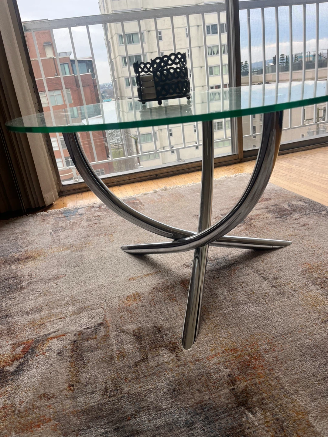 Glass Top Table with Chrome Base - photo 4