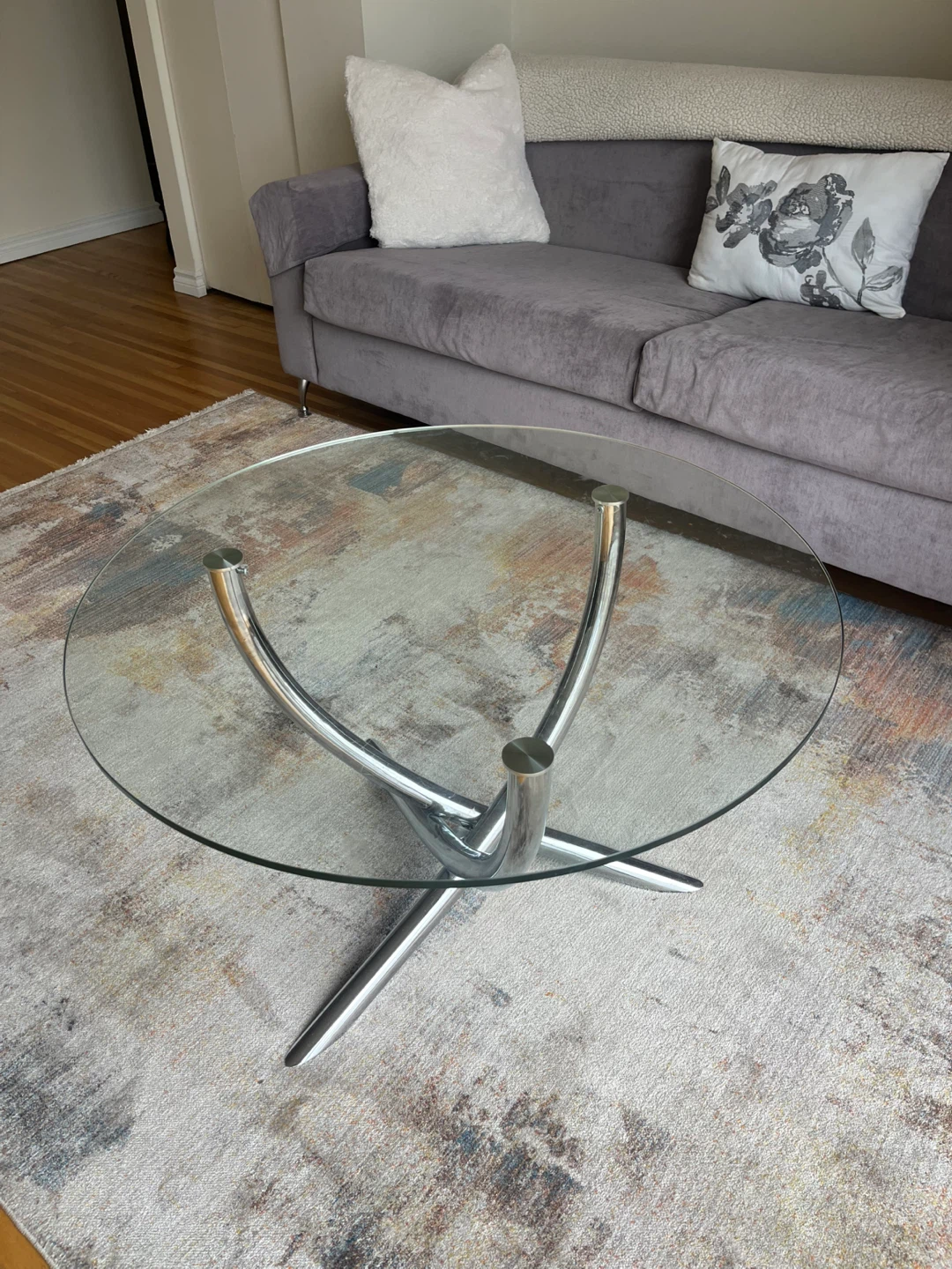 Glass Top Table with Chrome Base