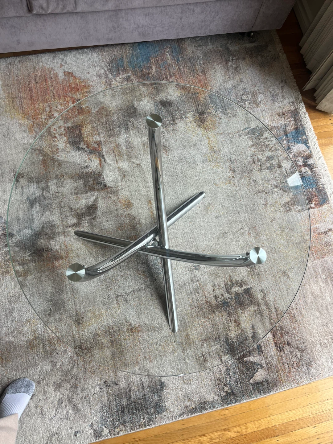 Glass Top Table with Chrome Base - photo 3