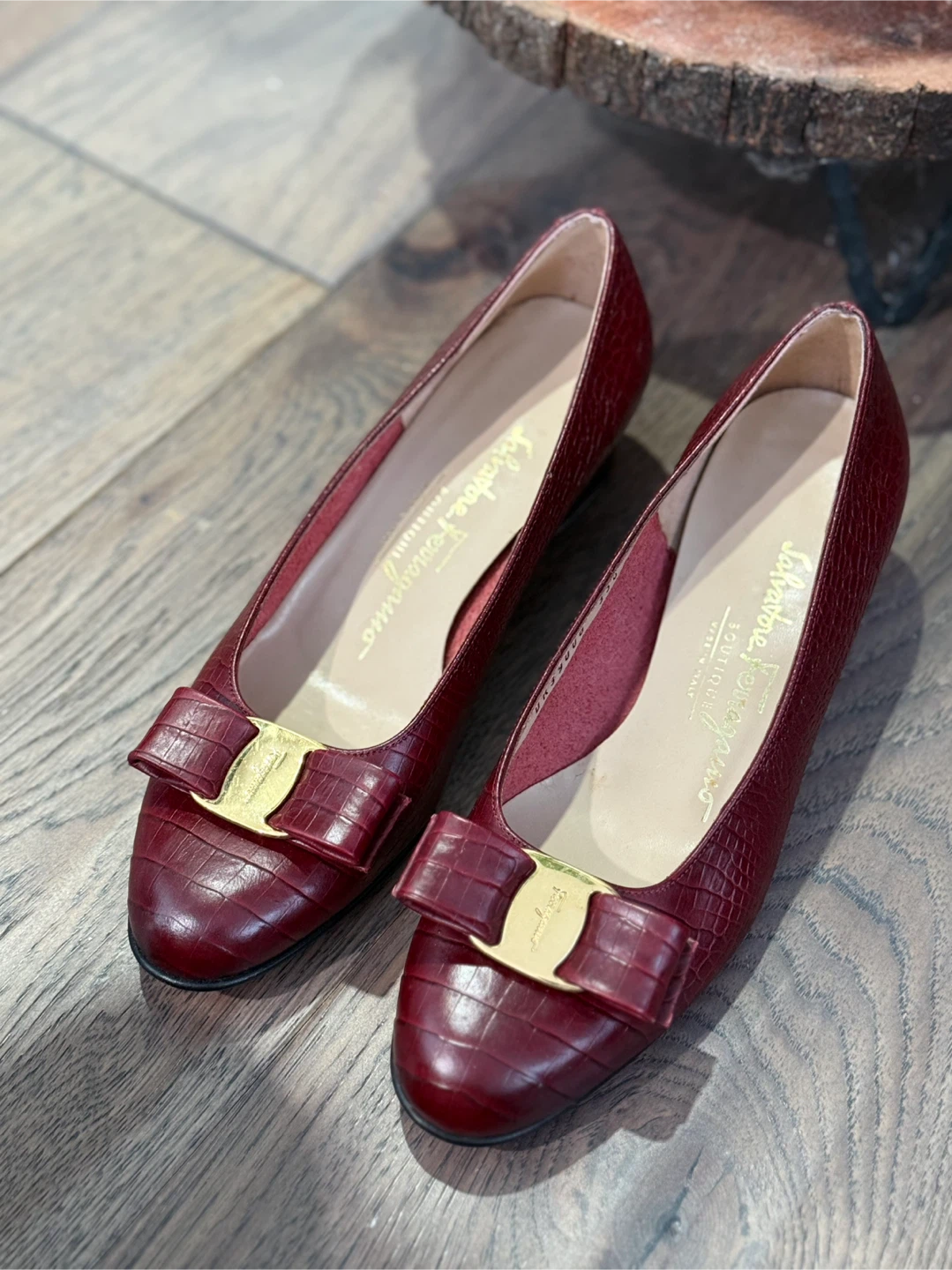 Salvatore Ferragamo Women's Burgundy Leather Heels