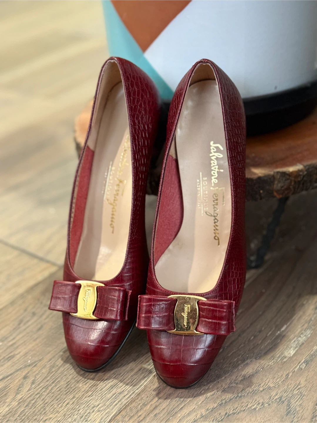 Salvatore Ferragamo Women's Burgundy Leather Heels - photo 2