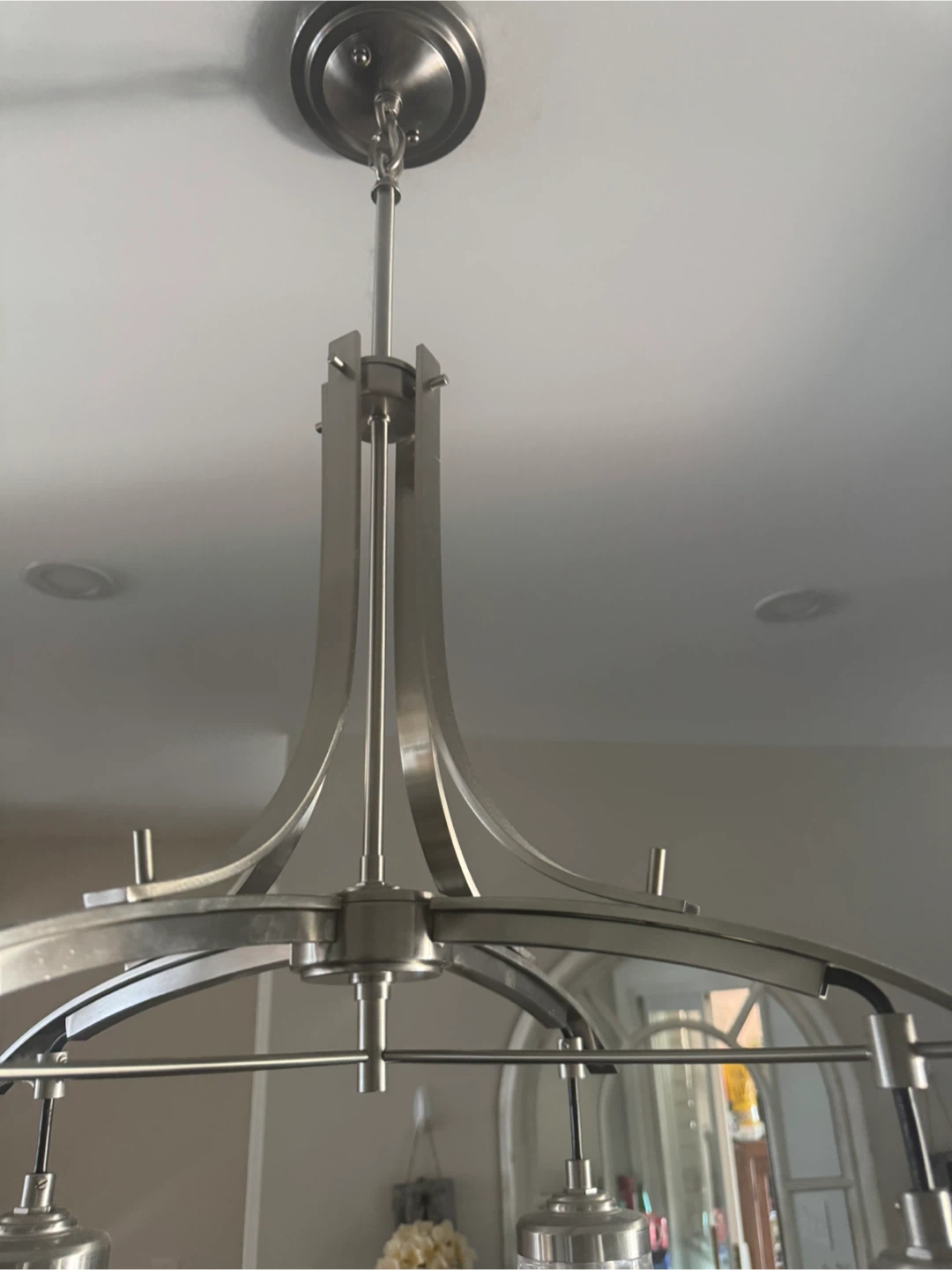 Brushed Nickel Chandelier with 4 Glass Shades - photo 4