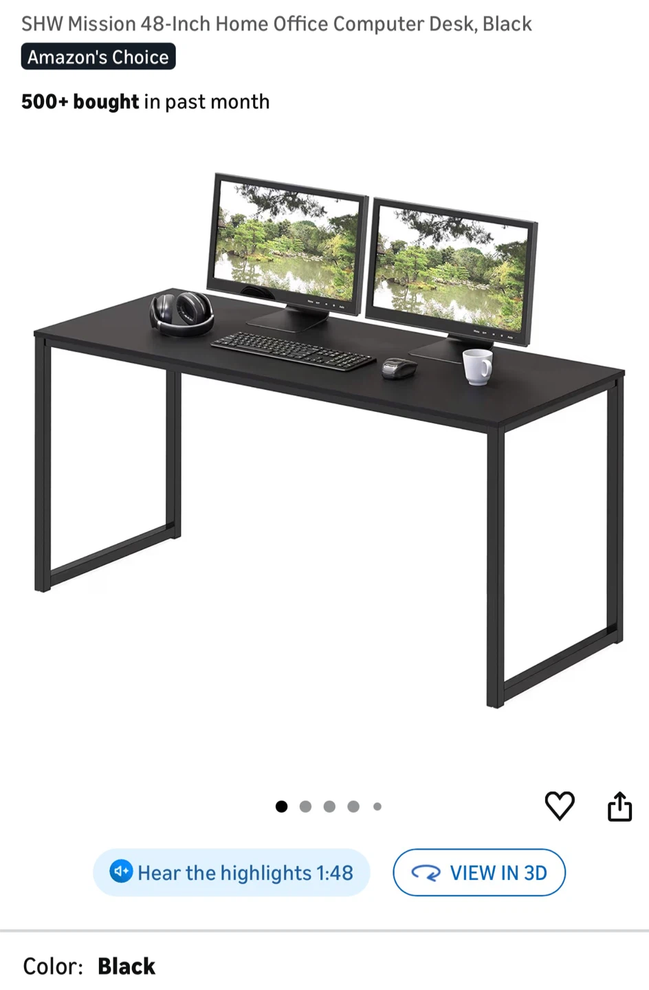 SHW Mission Home Office Computer Desk 48 inch - photo 4