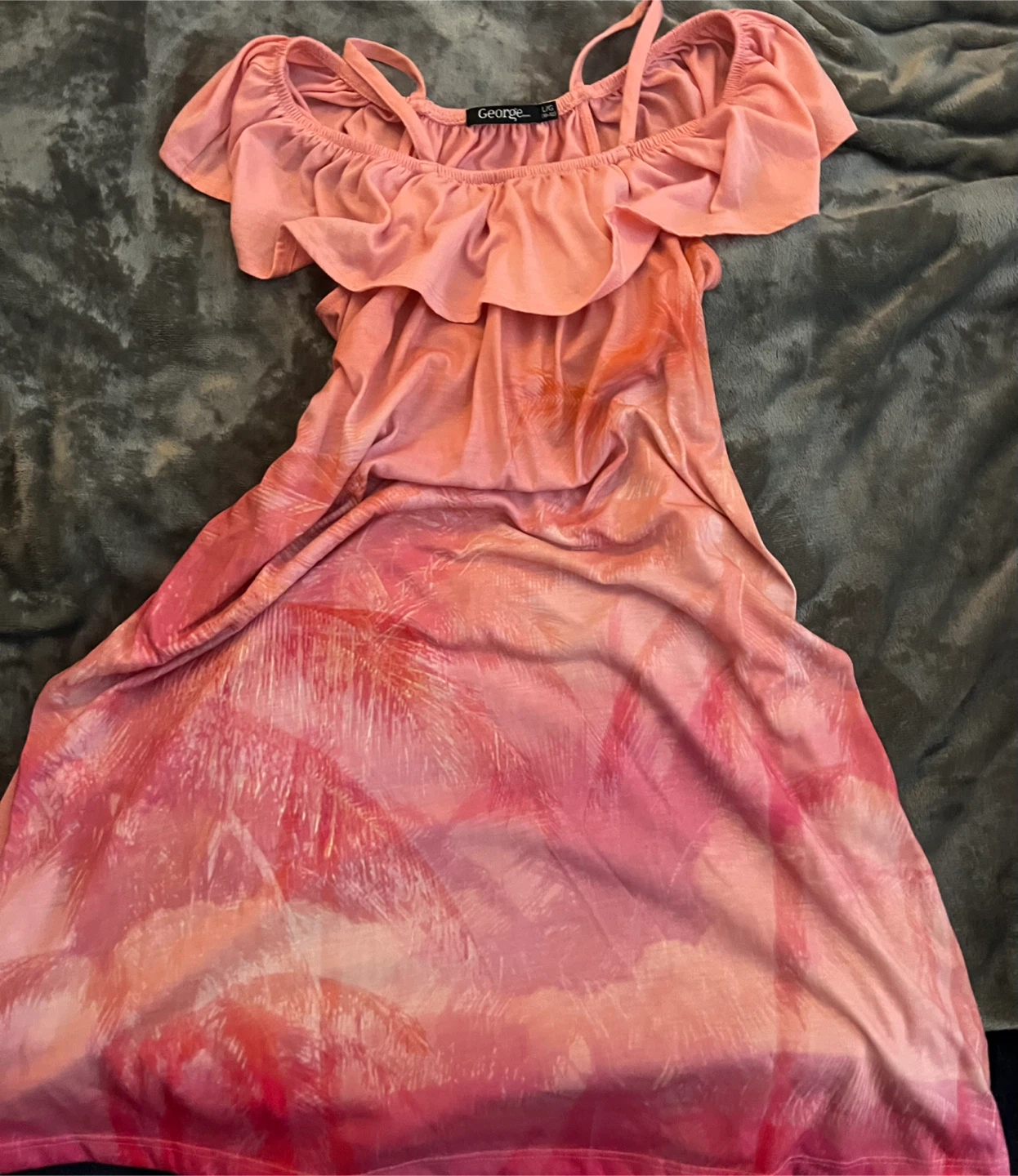 George Women's Off-the-Shoulder Palm Print Dress