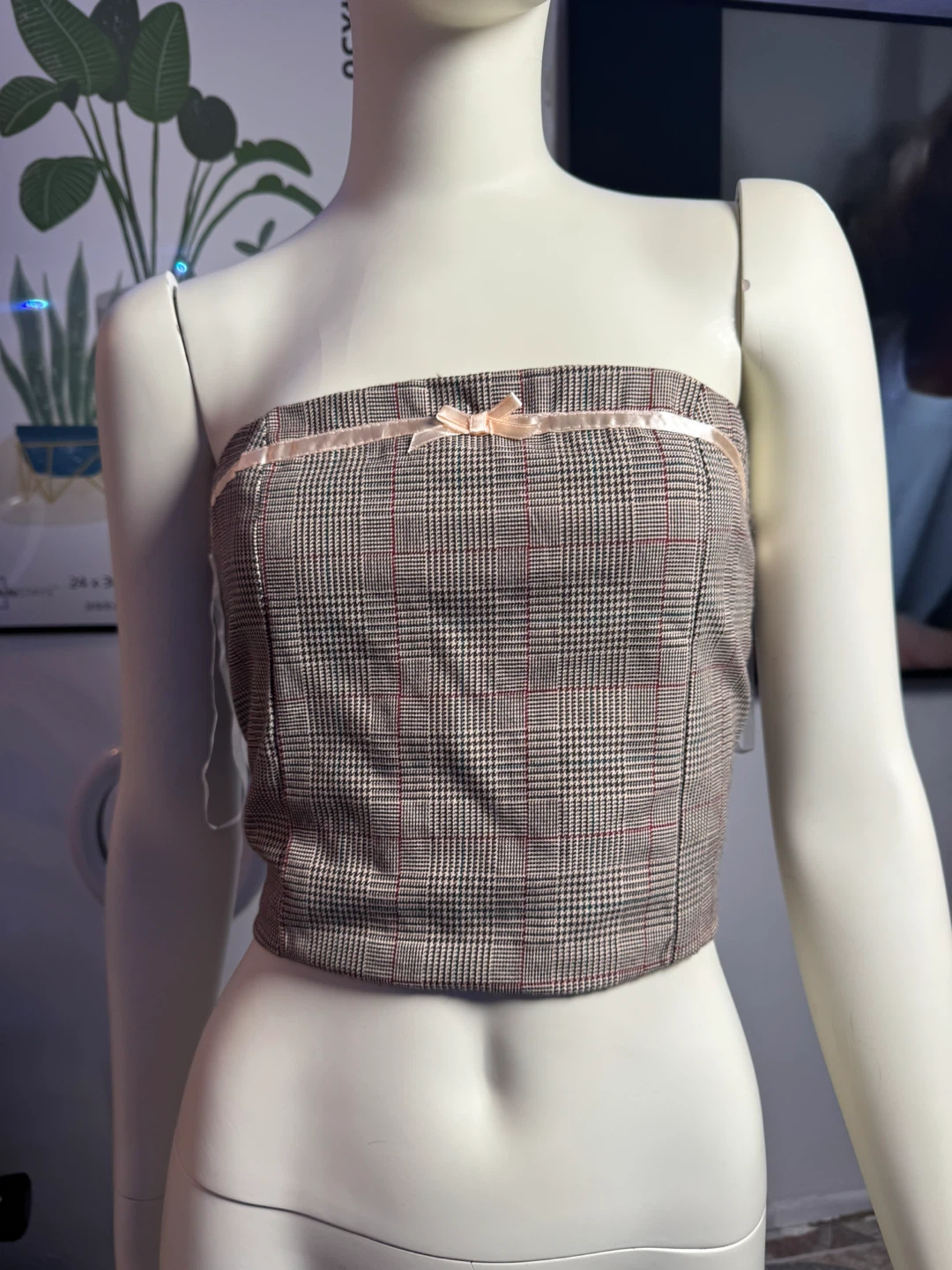 Fusionista Plaid Smocked Tube Top