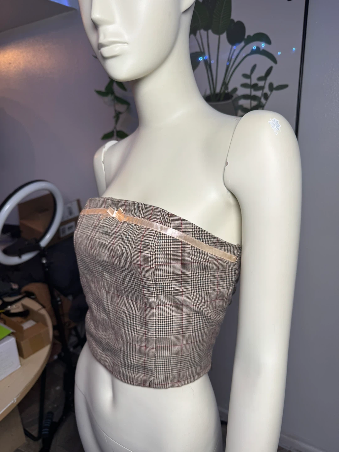 Fusionista Plaid Smocked Tube Top - photo 2