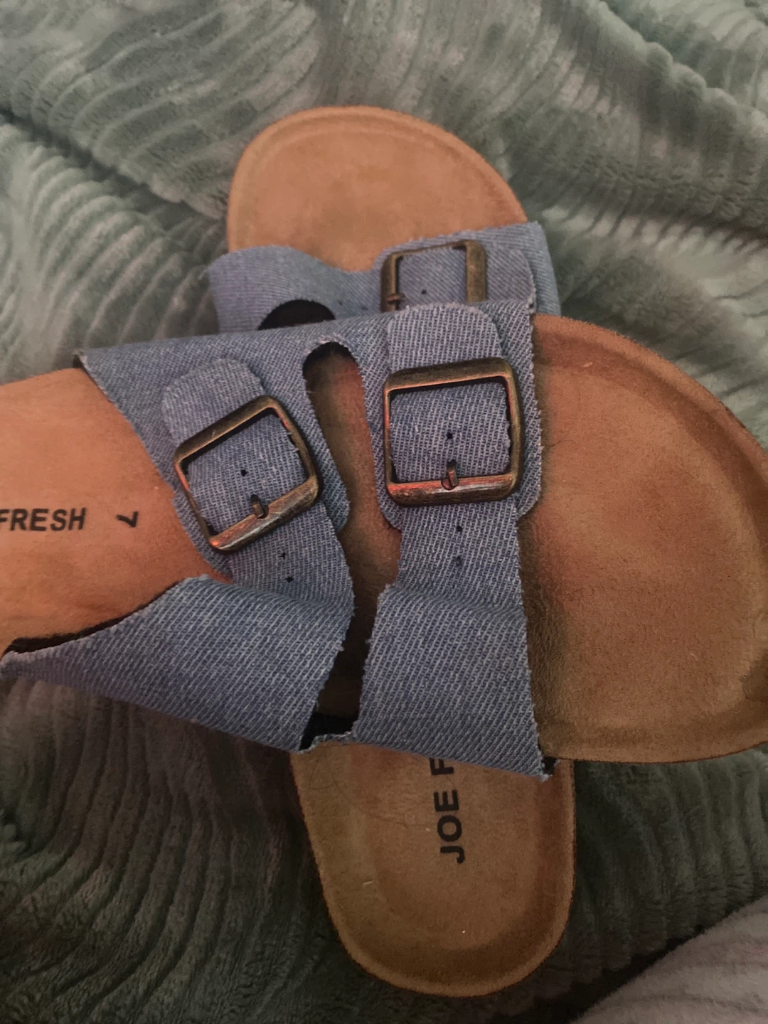 Joe Fresh Women's Denim Slide Sandals Size 7 - photo 3