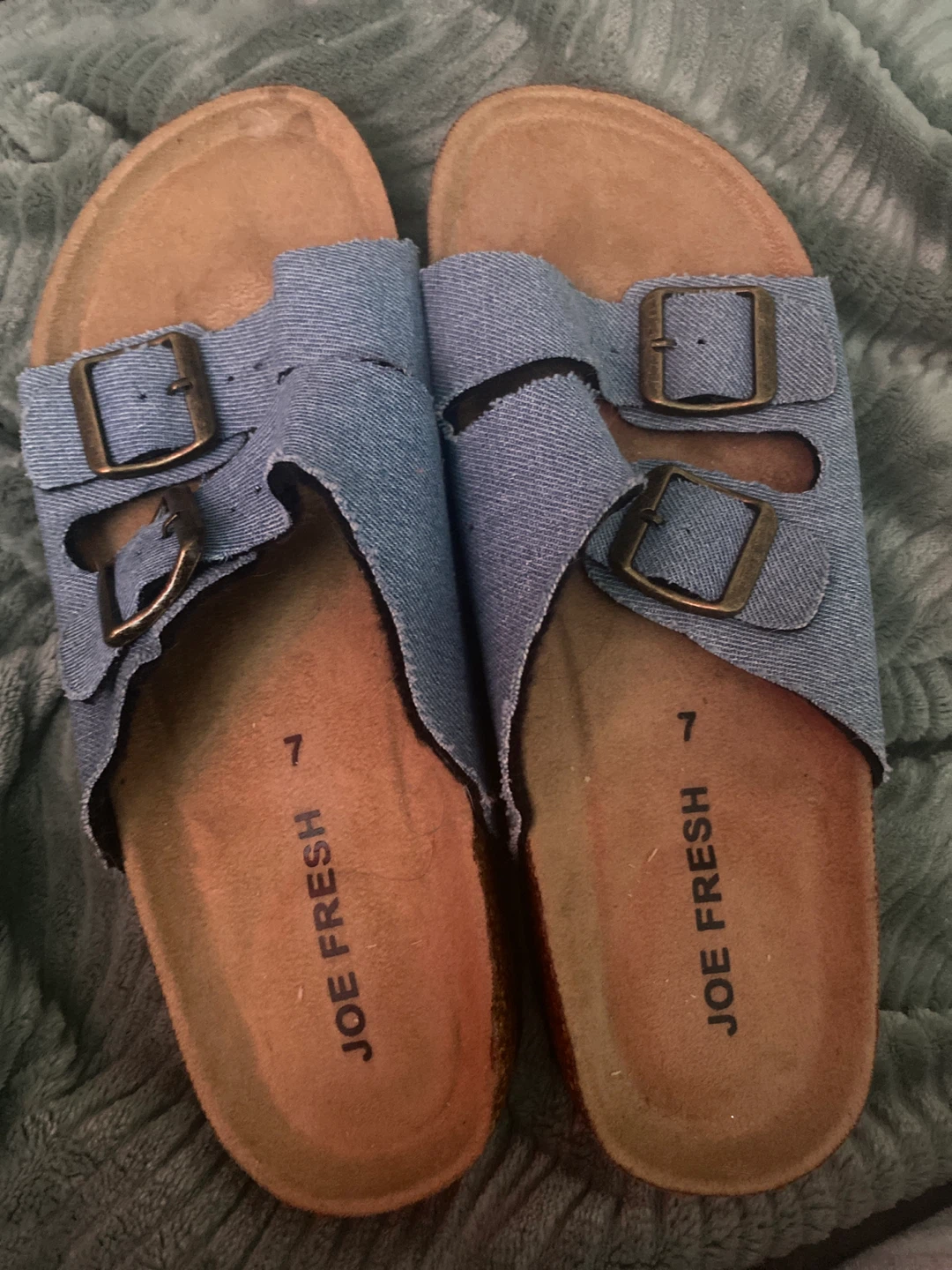 Joe Fresh Women's Denim Slide Sandals Size 7