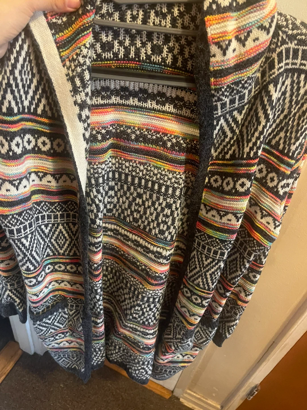 Monteau Women's Size S Geometric Print Hooded Cardigan - photo 2