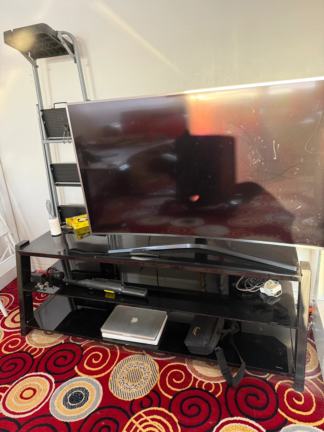 Black Glass TV Stand
