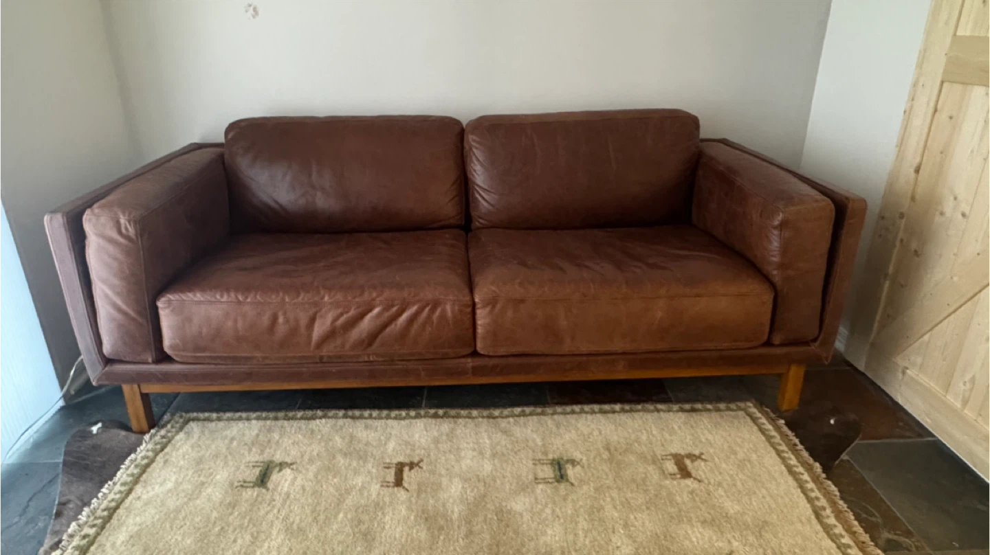 Brown Leather Sofa - photo 2