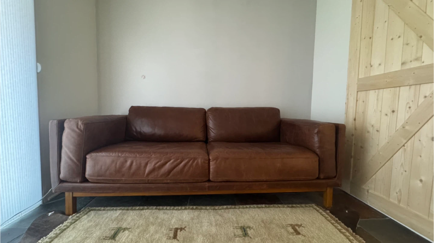 Brown Leather Sofa - photo 3