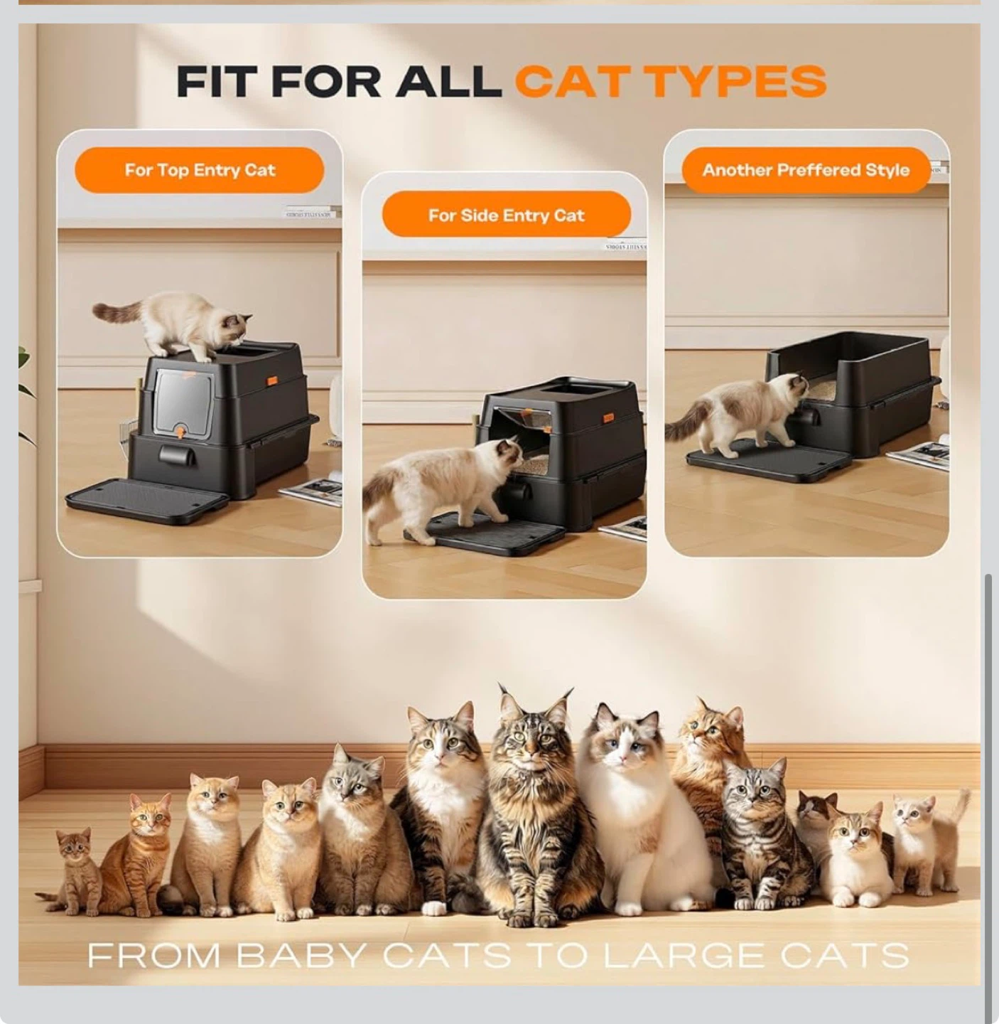 XXL Cat Litter Box Enclosed Cabinet with Drawer and Scoop - photo 5