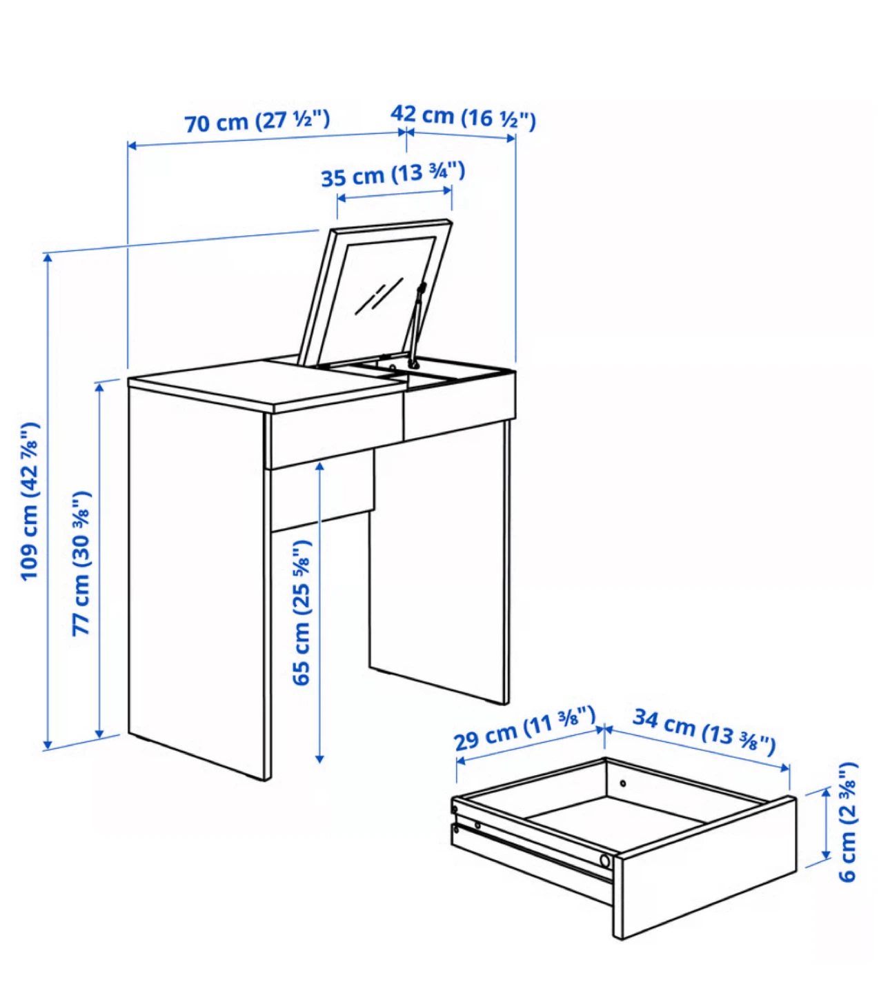 White Vanity with Mirror and Drawer - photo 3