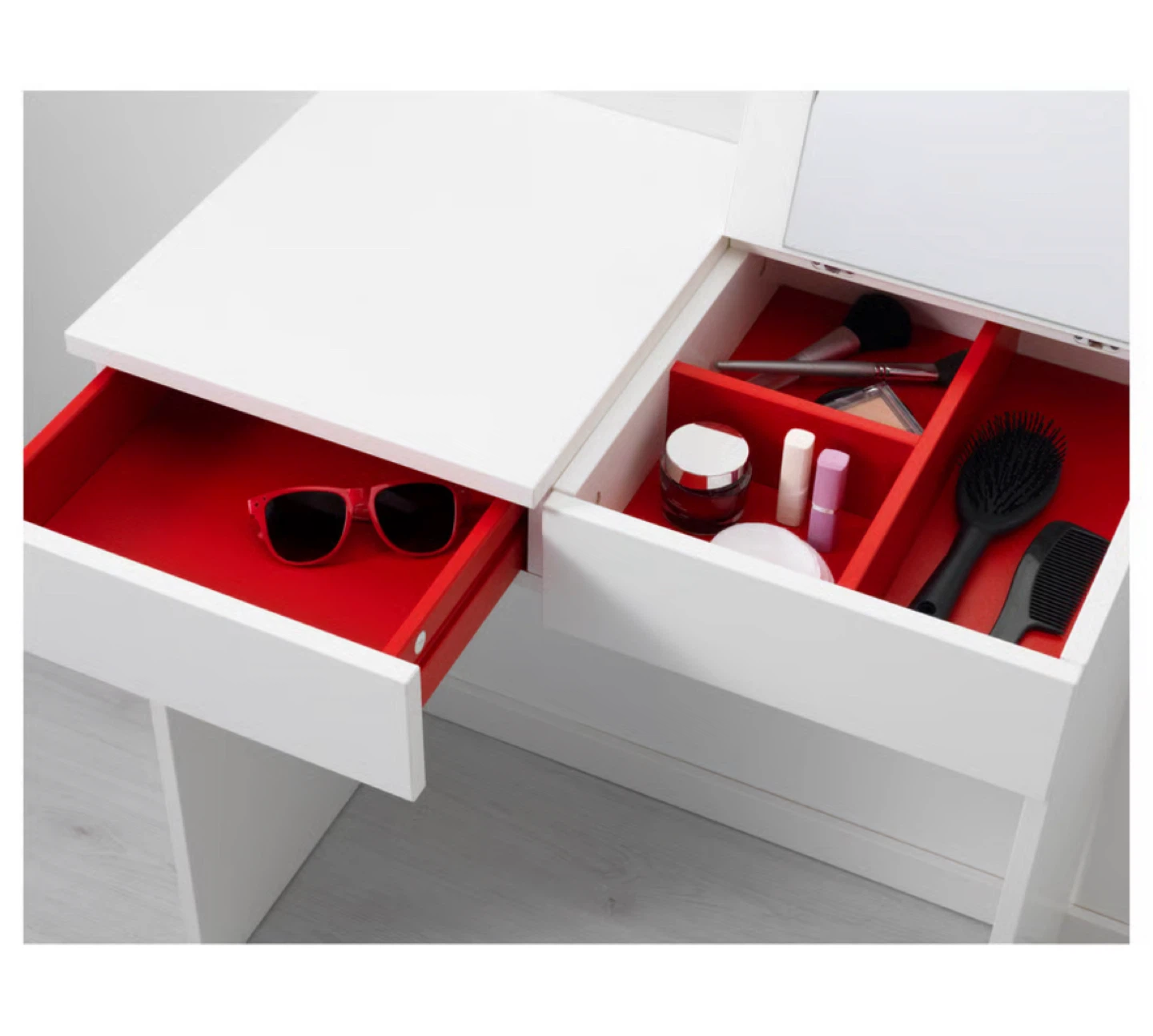 White Vanity with Mirror and Drawer - photo 2