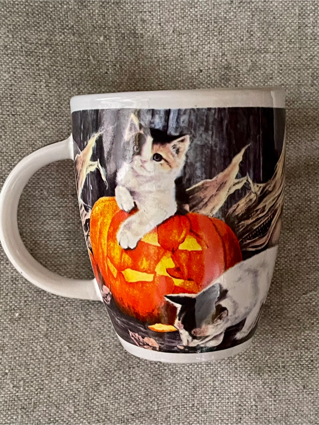 Halloween Kitten and Pumpkin Mug