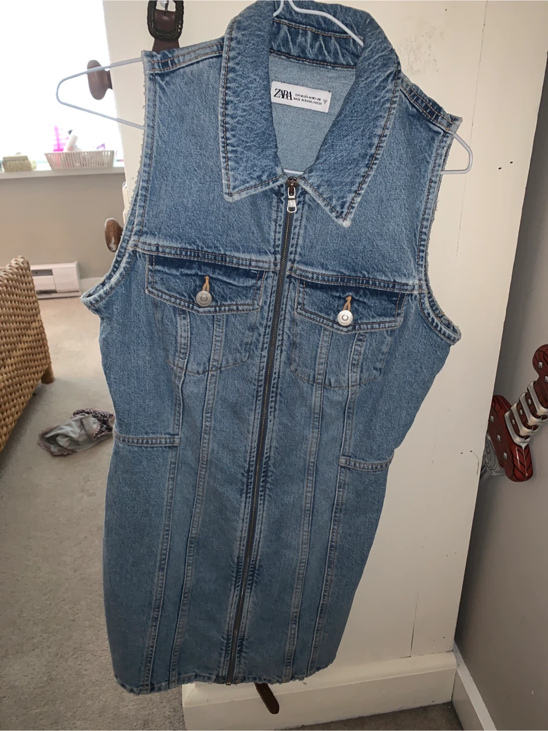 ZARA Sleeveless Denim Dress - Size M (US 28) - photo 4