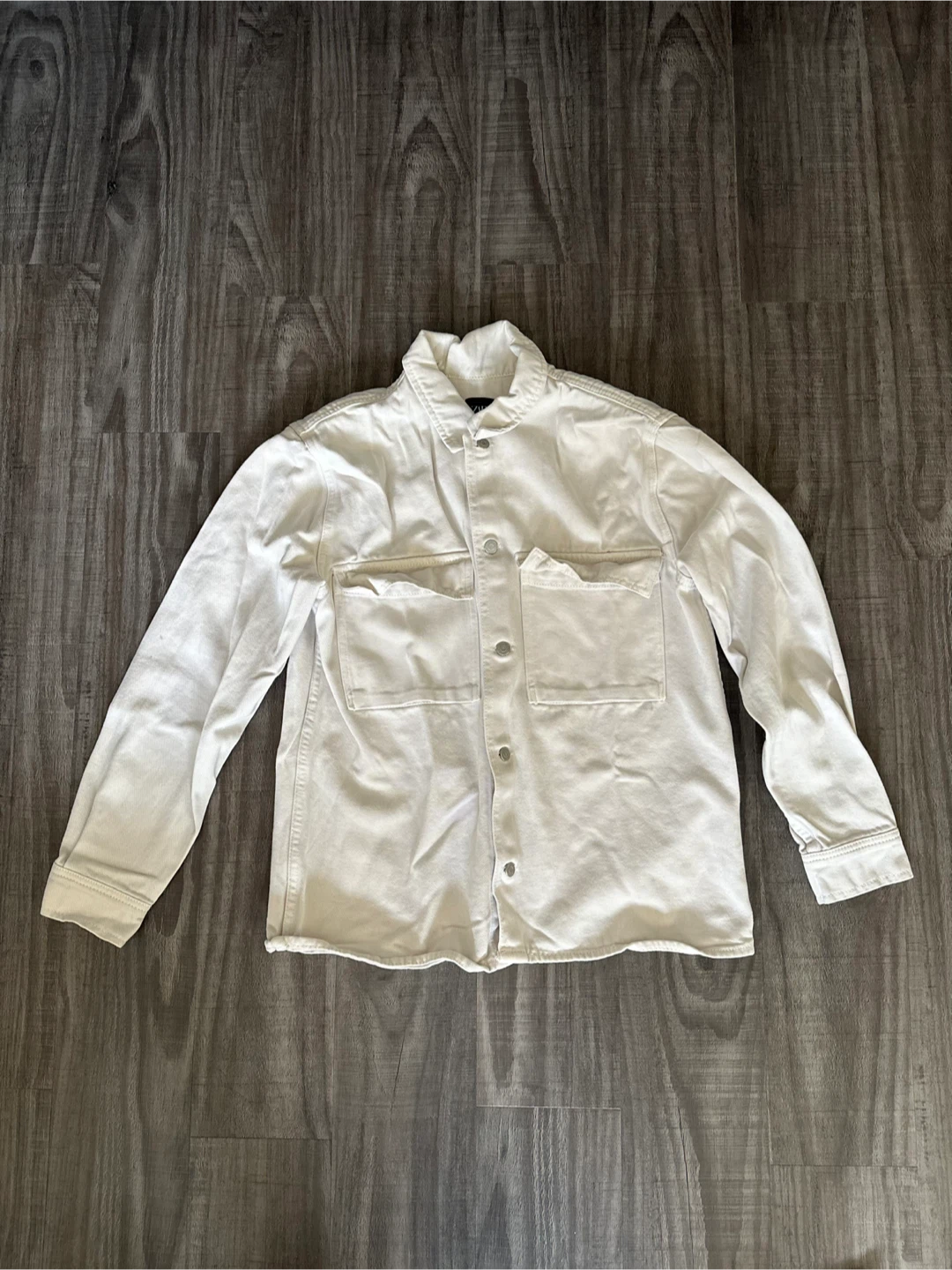 Zara White Button-Up Shirt Jacket