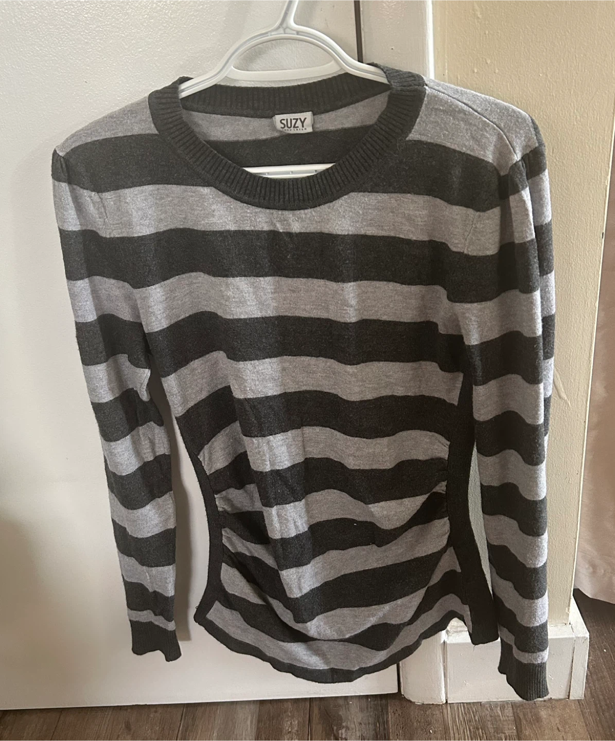 Suzy Shier Striped Long-Sleeve Sweater