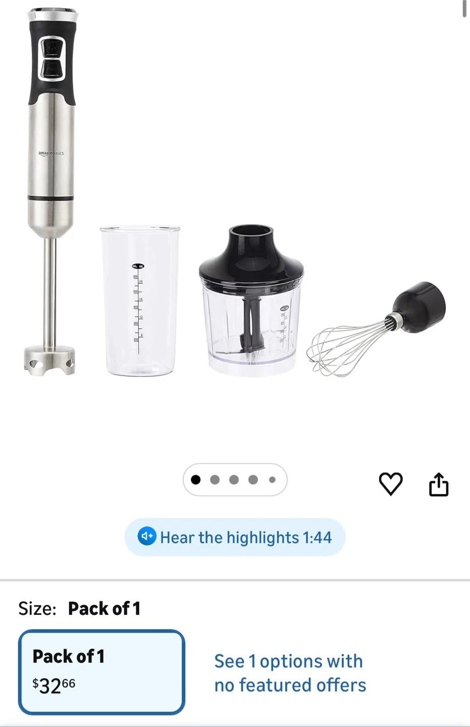 Amazon Basics Immersion Blender with Accessories - photo 2