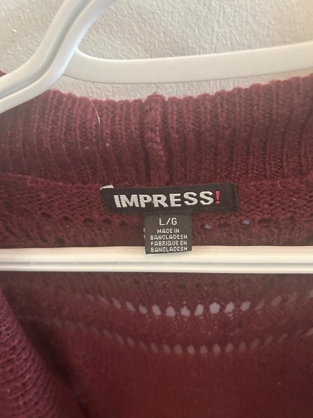 Impress! Women's Burgundy Knit Cardigan - Size L/G - photo 2