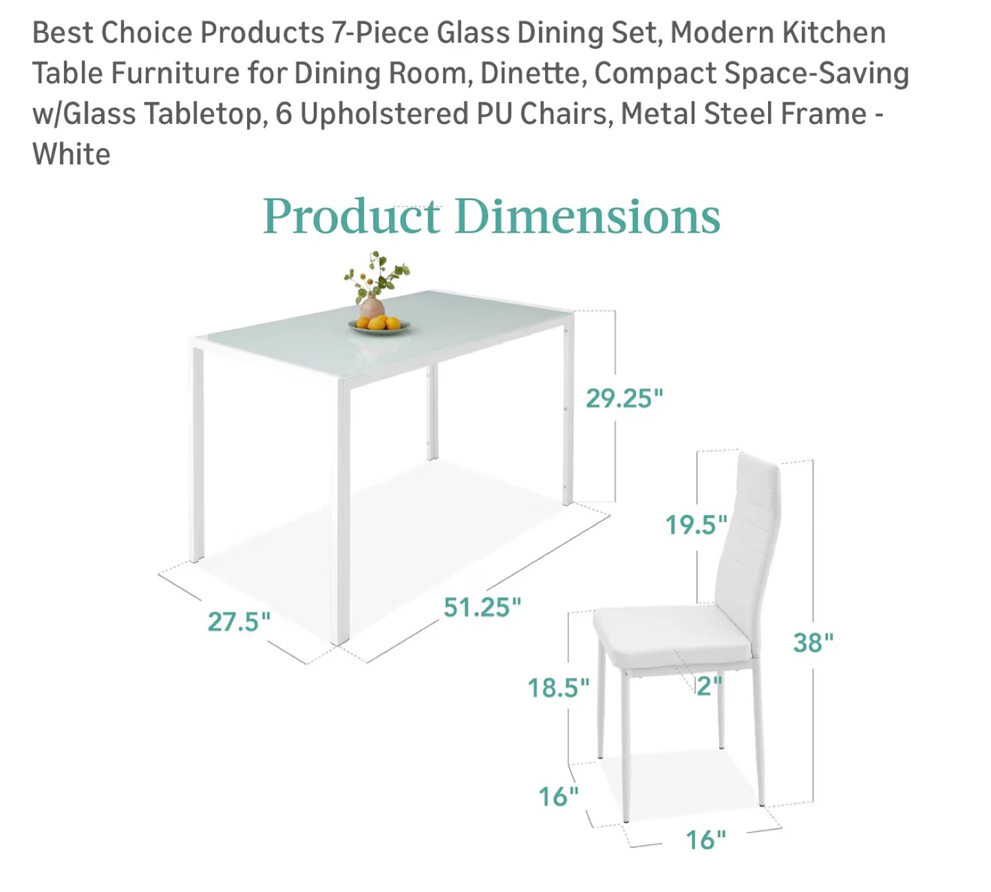 Best Choice Products 7-Piece Glass Dining Set - White