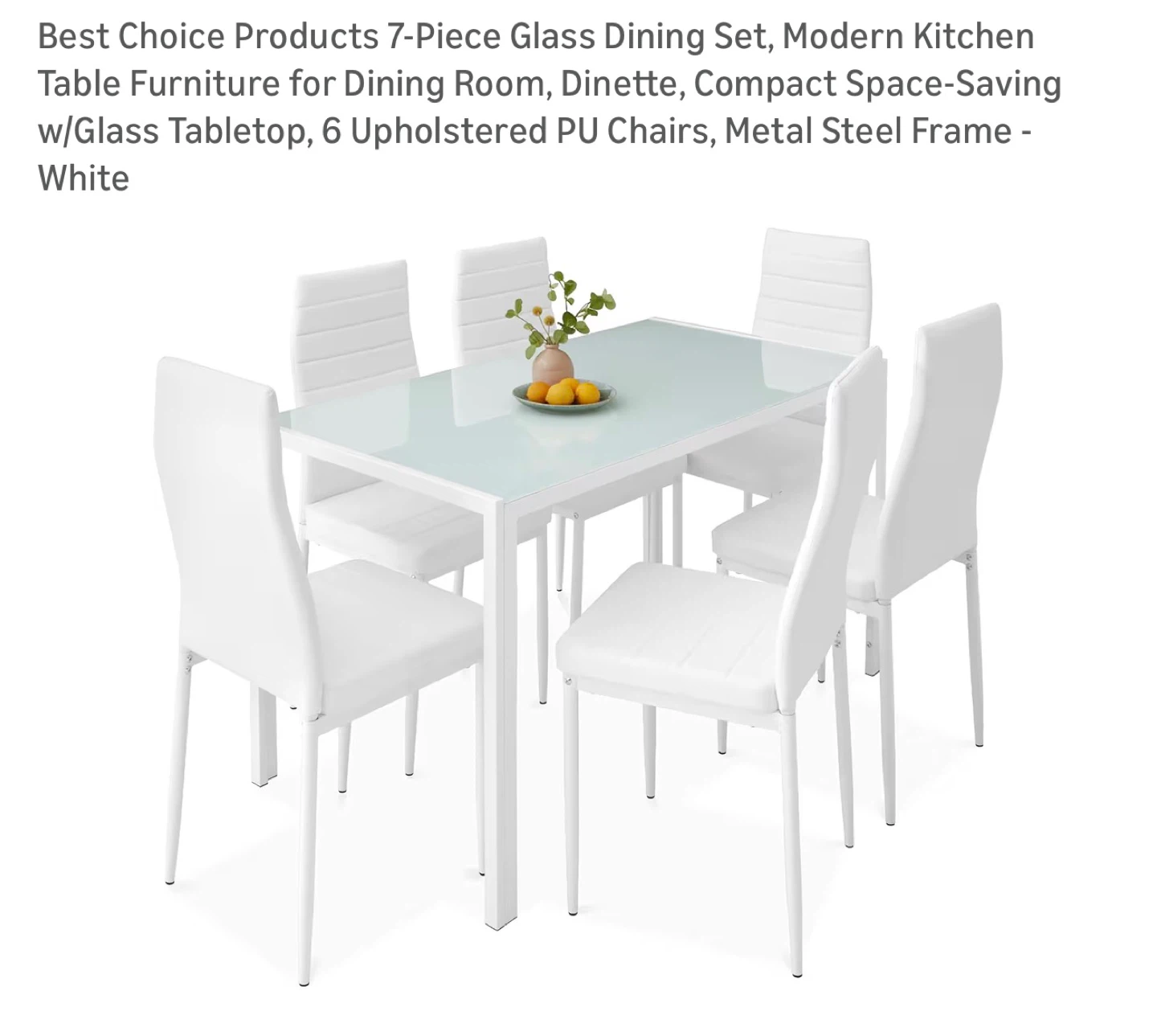Best Choice Products 7-Piece Glass Dining Set - White - photo 4