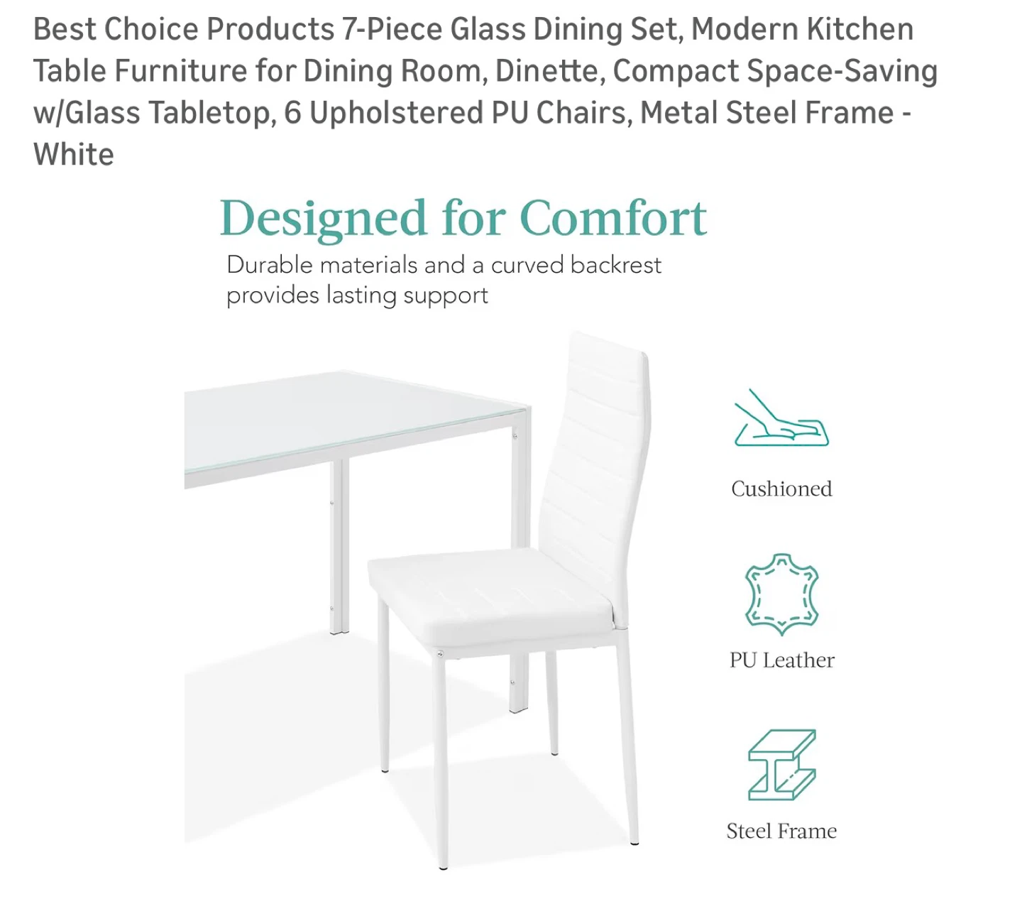 Best Choice Products 7-Piece Glass Dining Set - White - photo 5
