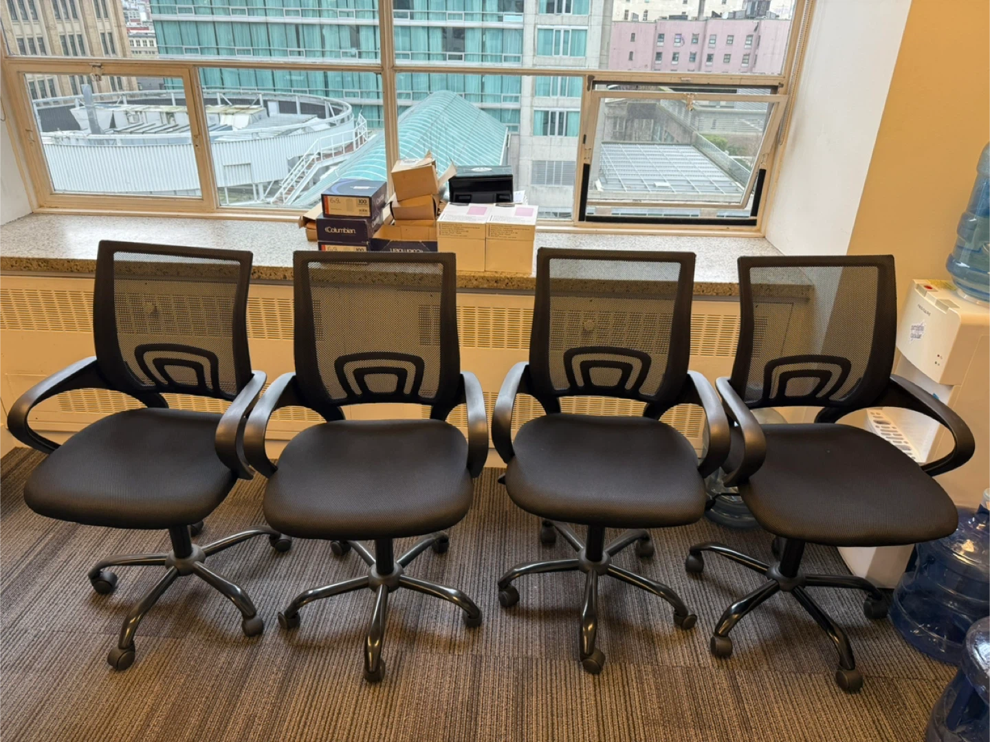 Set of 4 Black Mesh Office Chairs