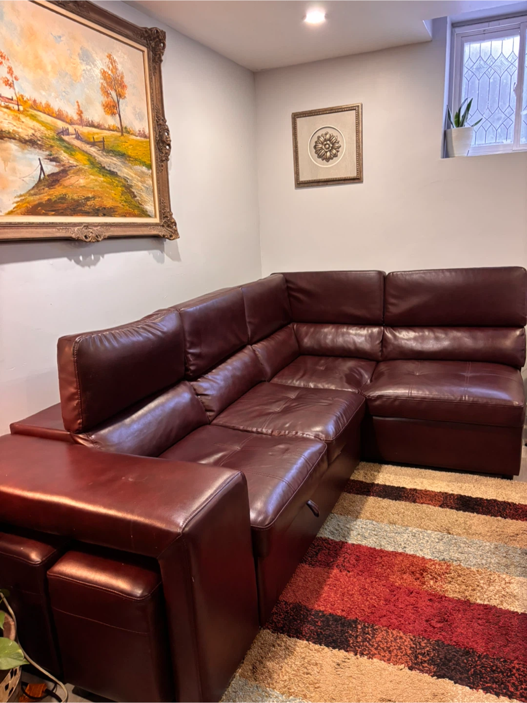 Sectional Leather Sofa with Ottomans - photo 5