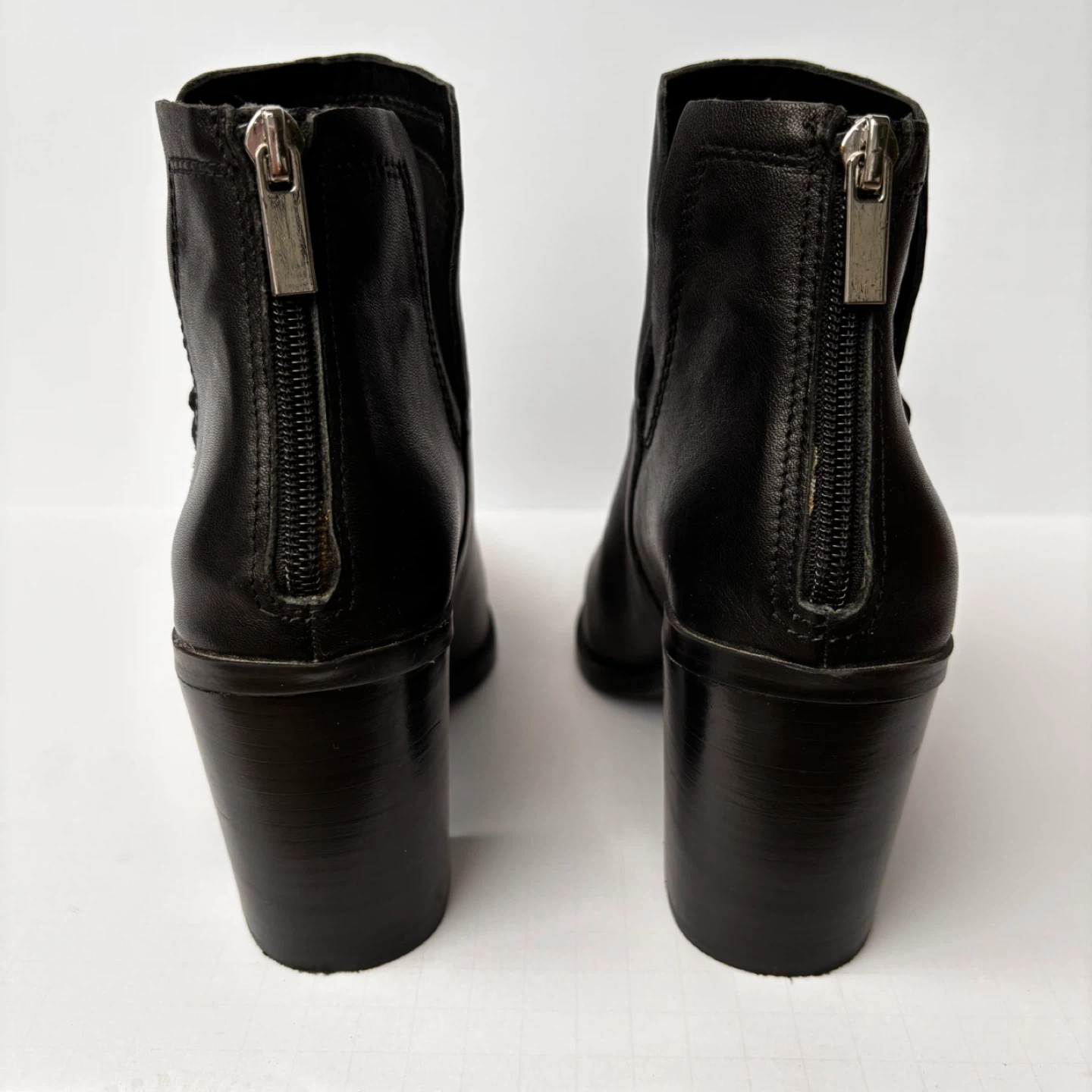 Black Leather Block Heel Ankle Boots - photo 3