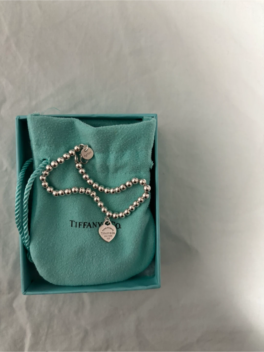 Tiffany & Co. Sterling Silver Heart Tag Beaded Bracelet - photo 3