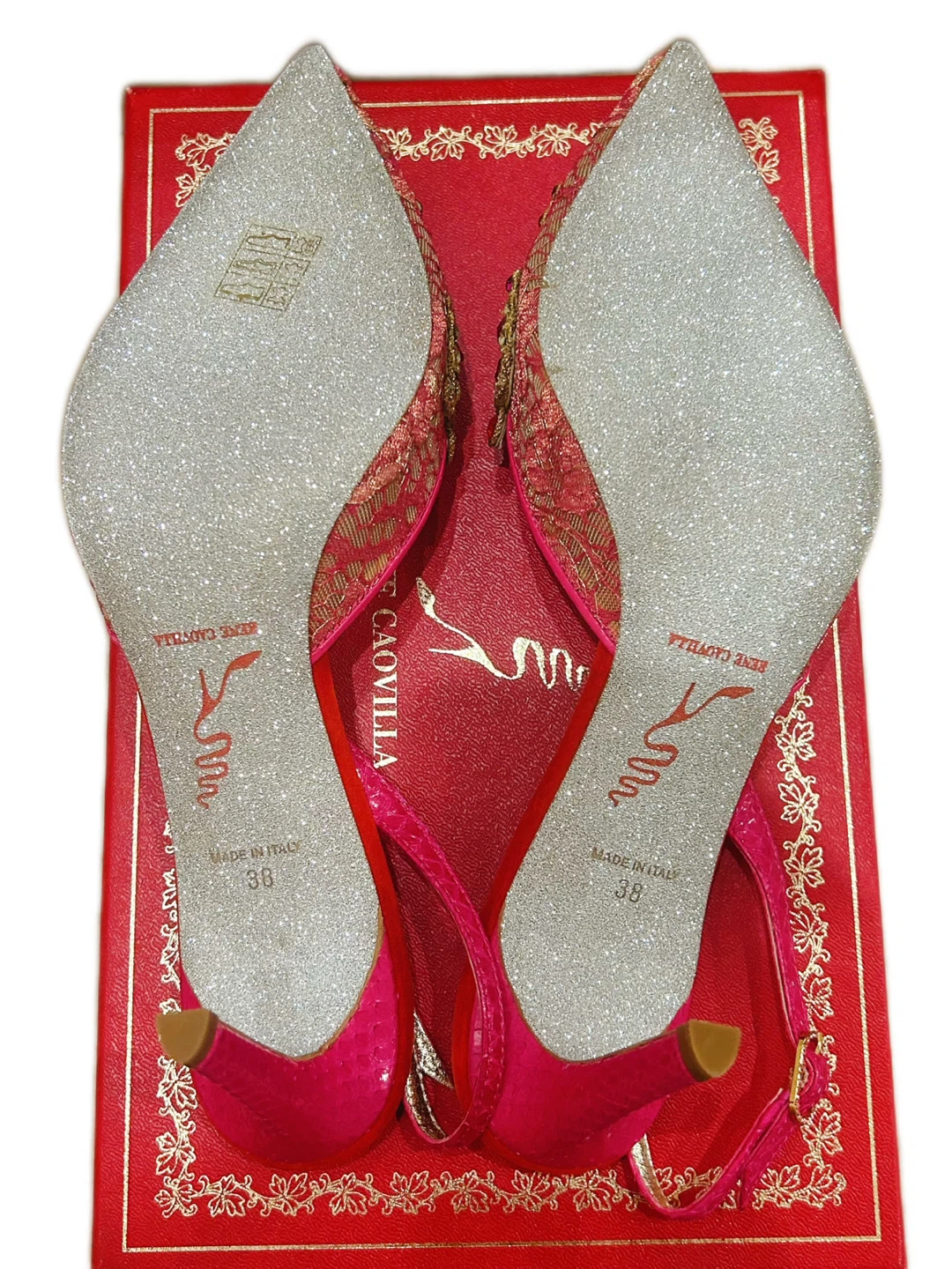 Authentic René Caovilla Crystal Slingback Heels - photo 4