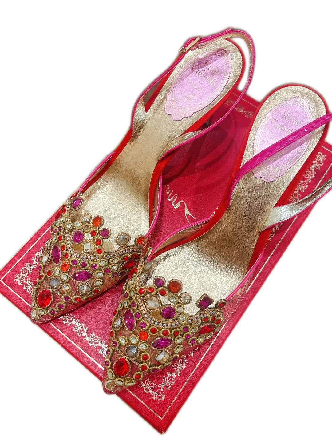 Authentic René Caovilla Crystal Slingback Heels