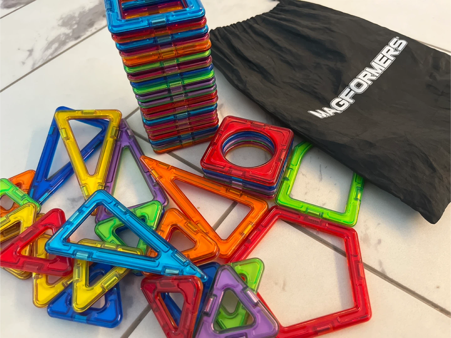 MAGFORMERS Magnetic Building Tiles Set with Storage Bag