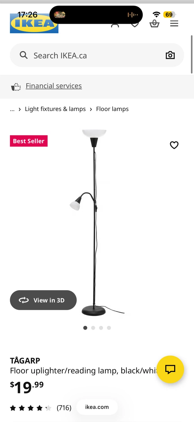 Ikea floor lamp black - $15 - photo 3