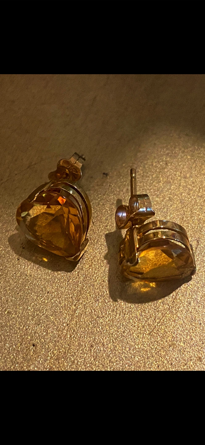 💛Estate Vintage 18-k gold 4-Carat Citrine Heart Earrings - photo 4