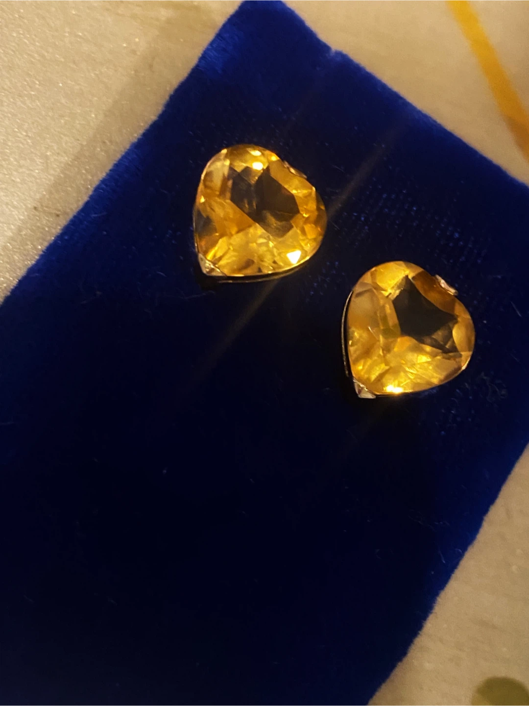 💛Estate Vintage 18-k gold 4-Carat Citrine Heart Earrings