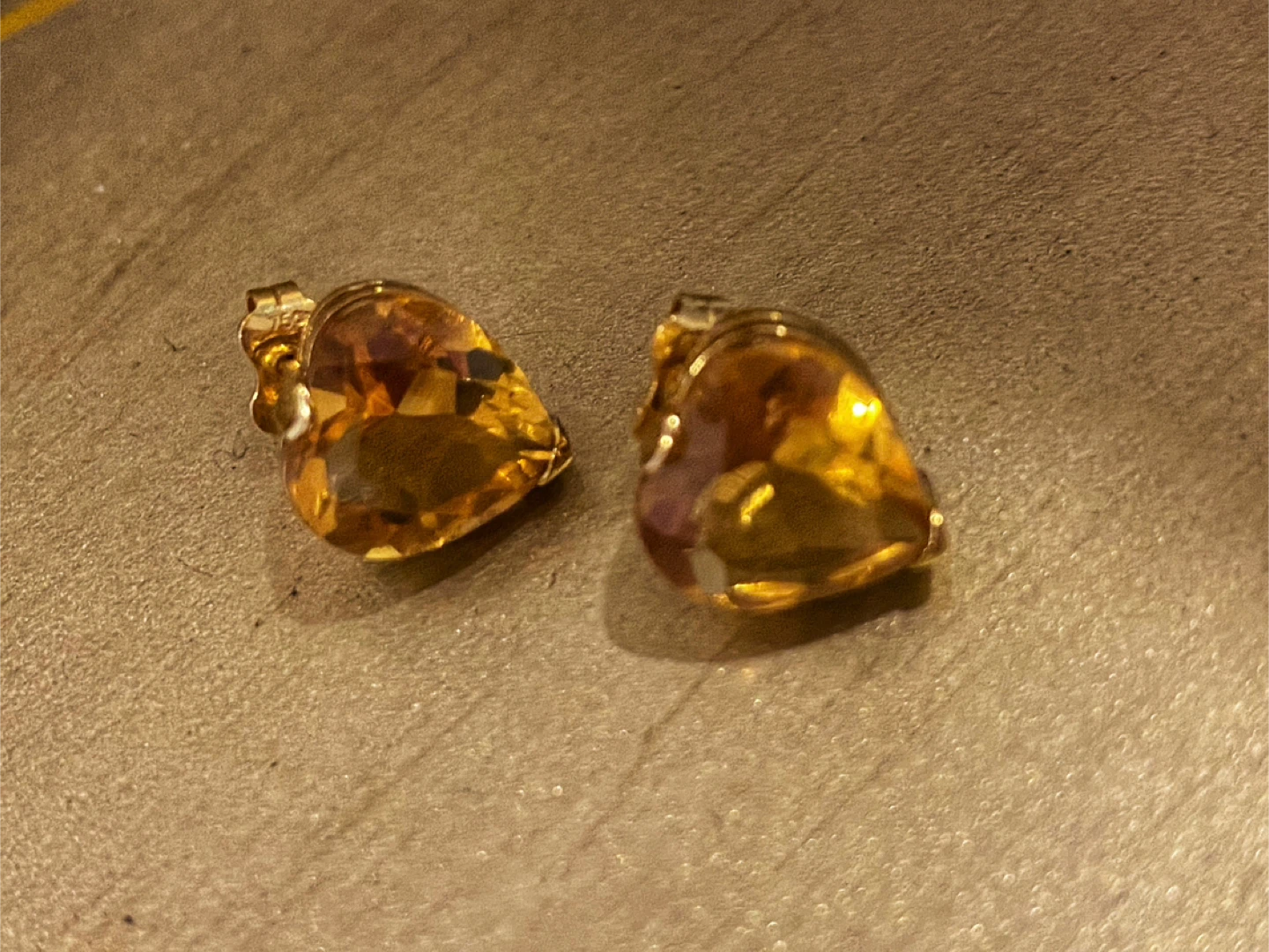 💛Estate Vintage 18-k gold 4-Carat Citrine Heart Earrings - photo 2