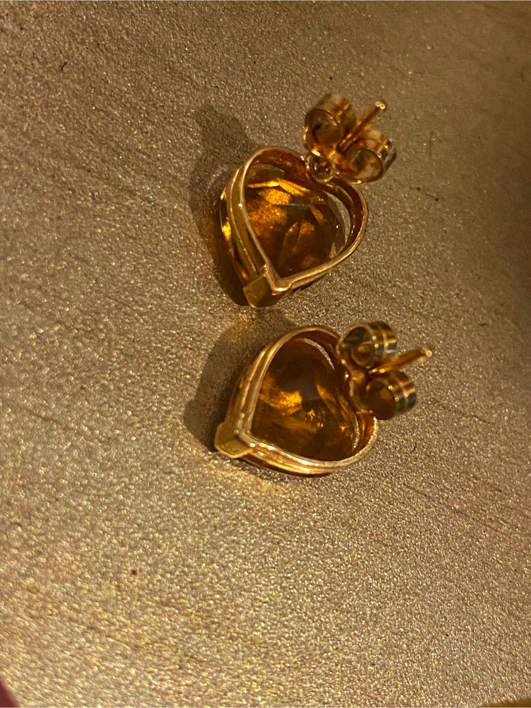 💛Estate Vintage 18-k gold 4-Carat Citrine Heart Earrings - photo 3