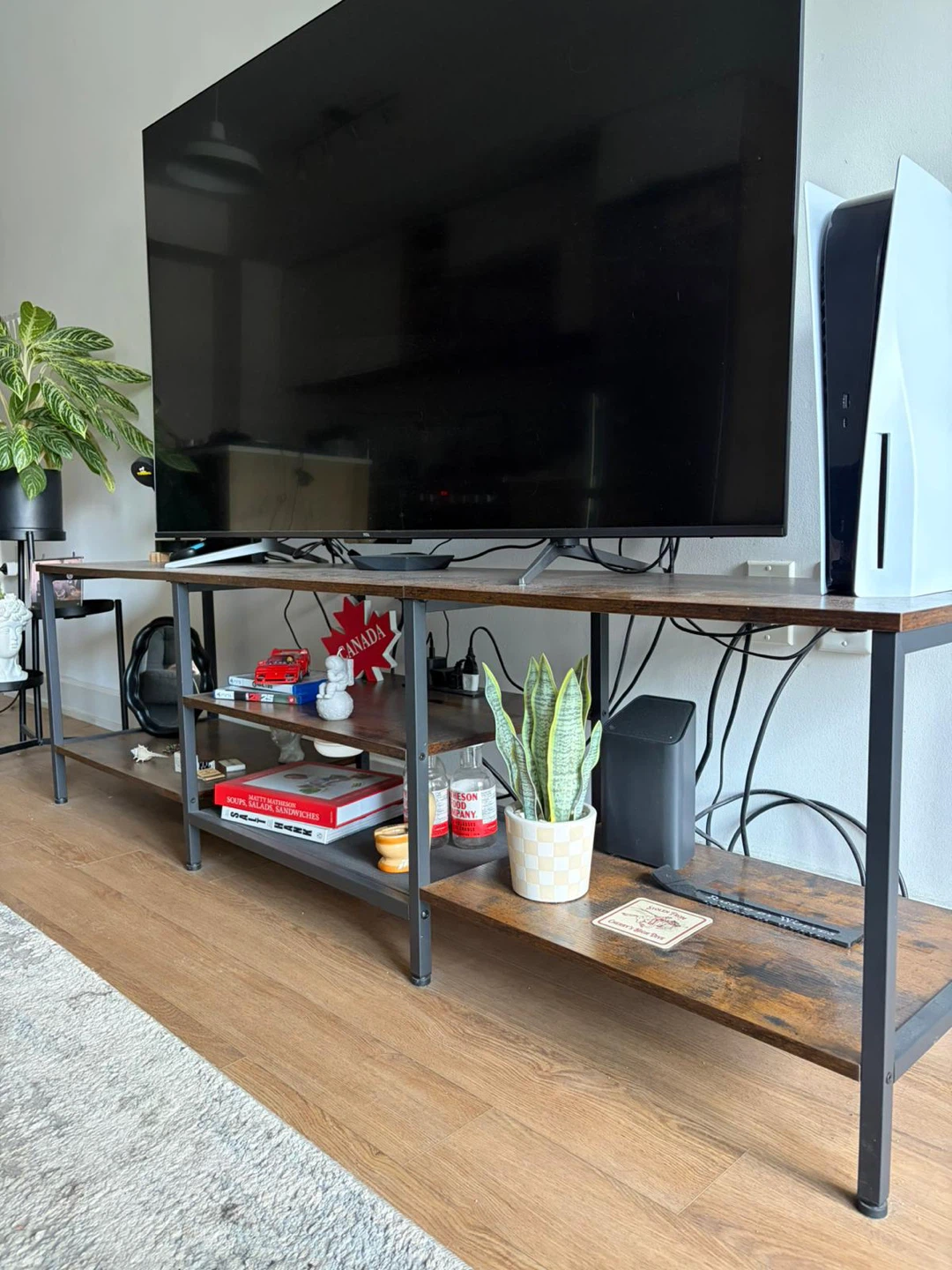 Rustic Brown TV Stand with Shelves - photo 3