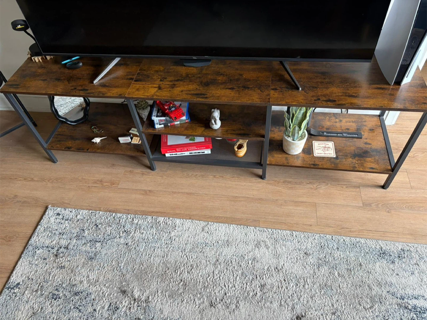 Rustic Brown TV Stand with Shelves