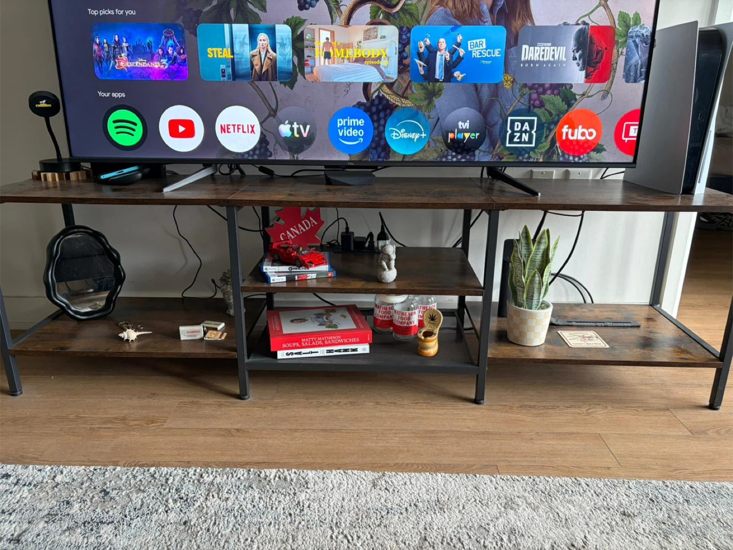 Rustic Brown TV Stand with Shelves - photo 2