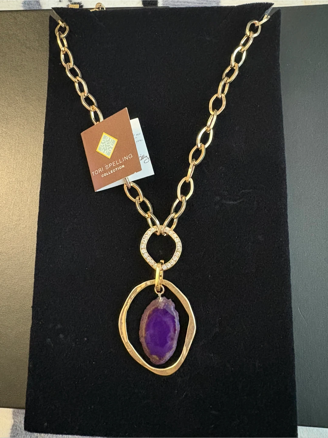 Tori Spelling Collection Gold Tone with Purple Agate Pendant